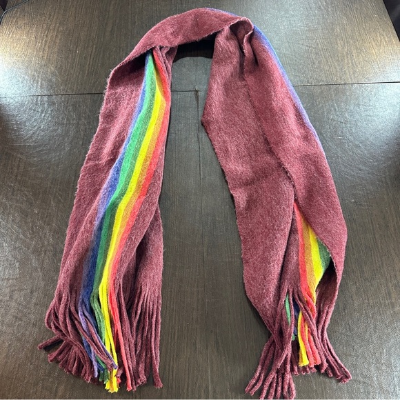 Rainbow Stripe Fringe Scarf SUPER soft. 76”x17” - Picture 2 of 4